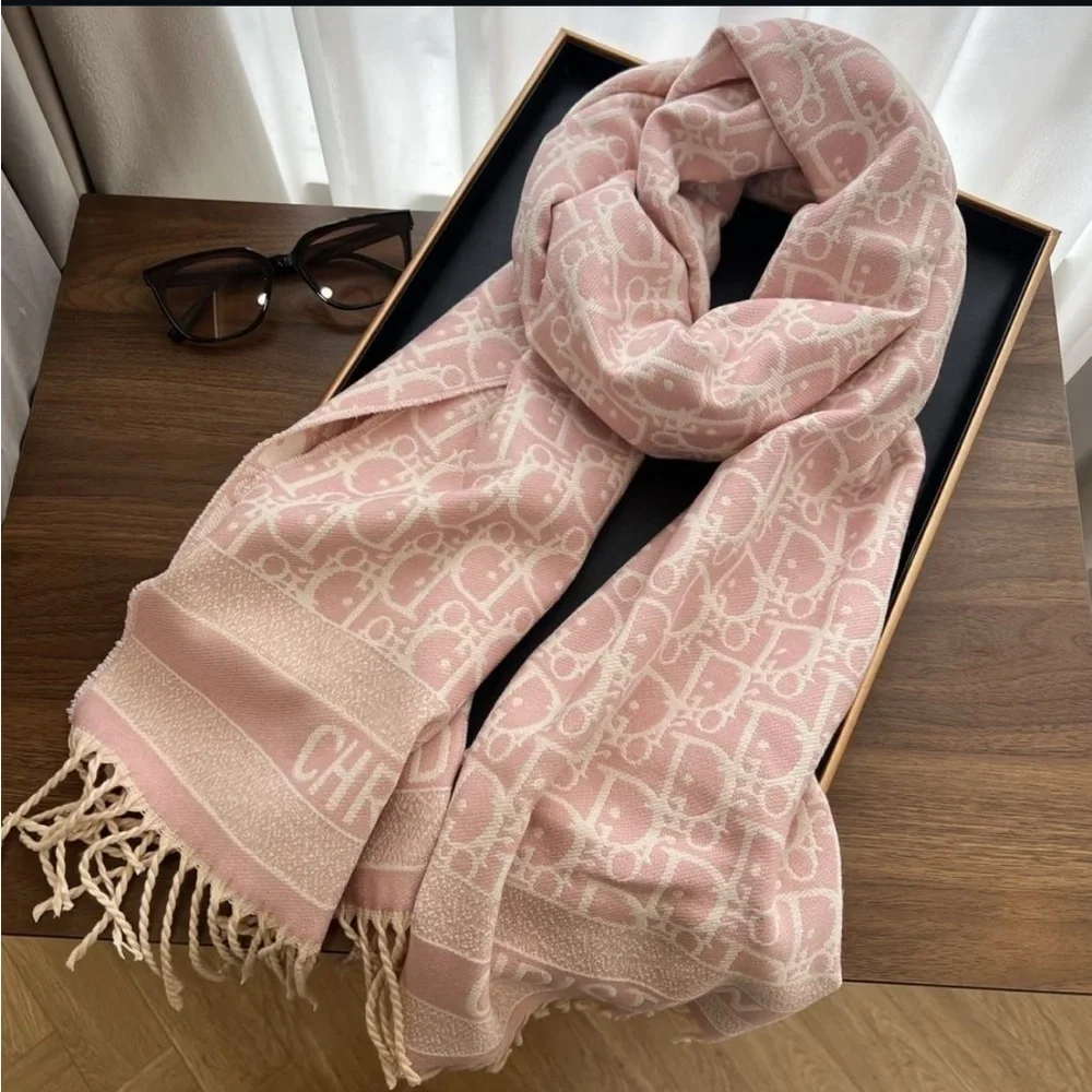 Chic Pink Patterned Scarf